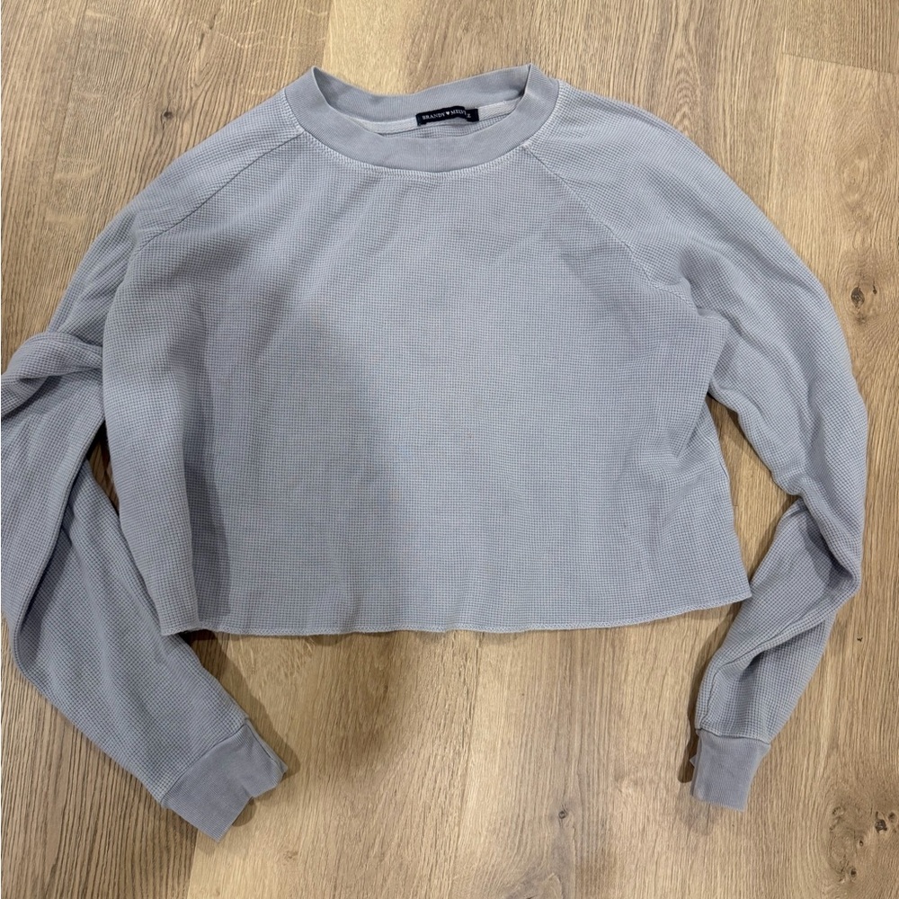 Brandy Melville Light Gray Waffle Knit Crop Top